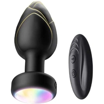 Passion labs Вибиращ силиконов Butt Plug с LED светлини "LVP LED BLACK" 9 см
