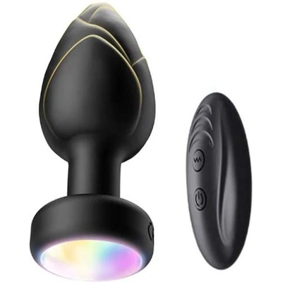 Passion labs Вибиращ силиконов Butt Plug с LED светлини "LVP LED BLACK" 9 см