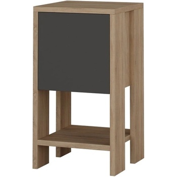 ASIR GROUP Антрацитно нощно шкафче с детайли от дъбова дървесина Garetto Ema - Homitis (776HMS3417)