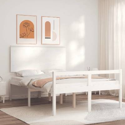 Petrashop 3195477 Postel s čelem pro seniory bílý / masivní dřevo