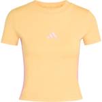 adidas Дамска тениска adidas Women's 3-Stripes SJ Baby Tee T-shirt - Semi Ice Tangerine / St Tropic Bloom - размер XS (916-6782-0211)