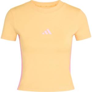 adidas Дамска тениска adidas Women's 3-Stripes SJ Baby Tee T-shirt - Semi Ice Tangerine / St Tropic Bloom - размер XS (916-6782-0211)