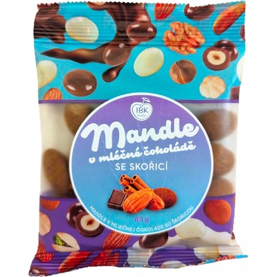 IBK TRADE Mandle v mléčné čokoládě obalené skořicí 80 g
