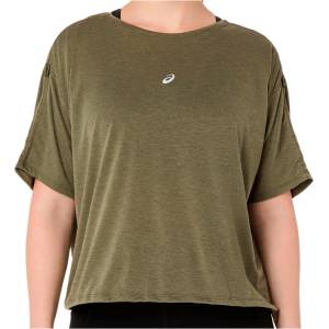 Asics Дамска тениска Asics Women's Nagino Run Adjustable S/S Top Running shirt - Dark Olive - размер XL (916-4756-0515)