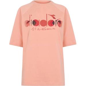 Diadora Тениска Diadora Women's Flowers Short Sleeve T-Shirt - Coral Red