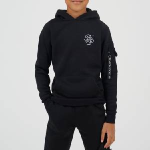 Brave Soul Суичър Brave Soul Boys Pull Over Hoodie with Chest Embroidery and Sleeve Pocket - Black/White