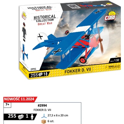 Cobi 2994 Great War Fokker D VII, 1:32, 256 kostek