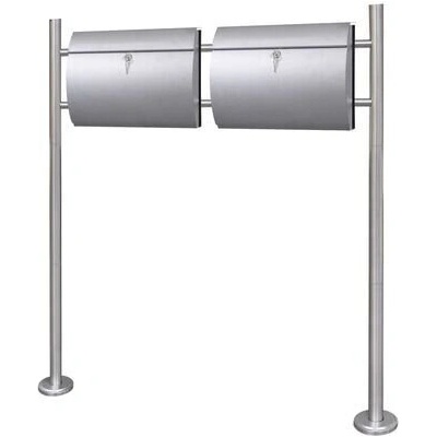 Двойна пощенска кутия на стойка, неръждаема стомана