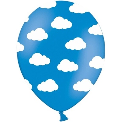 PartyDeco Latexový balón modrý Oblaky