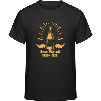Premium tričko Nápis Save Water Drink Beer čierne