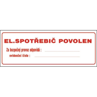 ČERVA Tabulka bezpečnostní - Elektrický spotřebič povolen 9903003299999