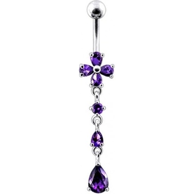 Šperky4U stříbrný piercing do pupíku kytička BP01211-A