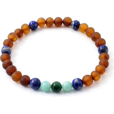 jantario Elastický náramok z minerálov a surového jantáru Lapis lazuli, Amazonit a Jadeit 105074