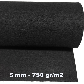 Technický filc 5 mm, farba čierna, metráž 150 cm