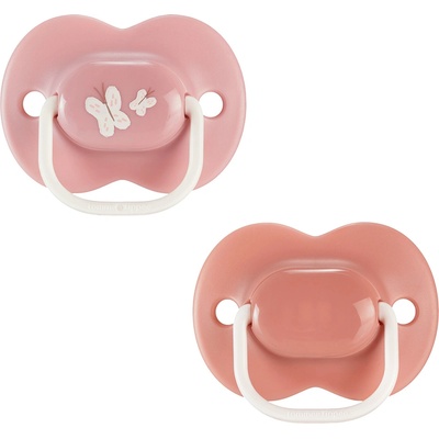 Tommee Tippee Ортодонтични залъгалки Tommee Tippee - AnyTime, Пастелна и Розова с декор Пеперуда, с кутия за стерилизиране, 18-36 m, 2 броя (TT.0282)