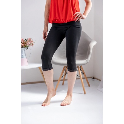 S&L Bambusové 3/4 legíny s krajkou D-173 černé