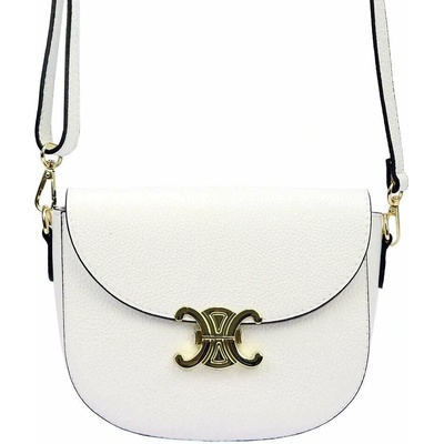 kožená crossbody kabelka s ozdobným kovovým zapínaním