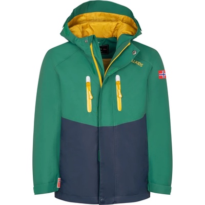 TROLLKIDS Детско водоустойчиво яке Trollkids Kid's Nusfjord Jacket Waterproof jacket - Jungle Green / Navy - размер 128 (EU) (703-3296-0617)