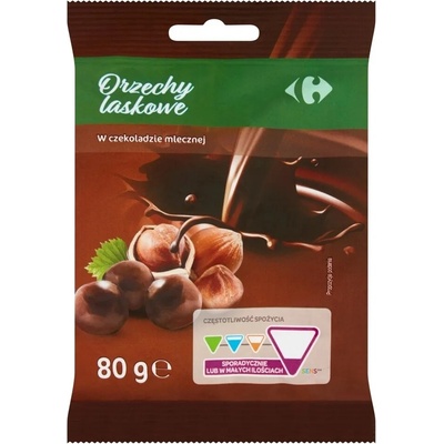 Carrefour Cukríky Carrefour Lieskové orechy v mliečnej čokoláde 80 g 80 g