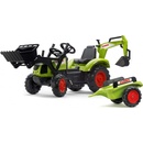 FALK Šliapací traktor 2070Y Claas Arion 430 s nakladačom rýpadlom a vlečkou