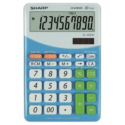 SHARP Kalkulačka EL-M332, stolní, 10místný displej, modrá, SHARP