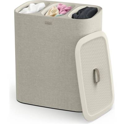 Joseph Joseph Tota - Trio 90 liter laundry basket with lid, 3 removable laundry bags with handles, ecru beige - 50021