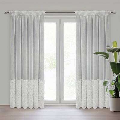 Takoy Záclona MARION z etamínu zdobená v dolní části záclony nadýchanou kožešinovou aplikací 140 x 270 cm-HF-452753 | 140 x 270 cm
