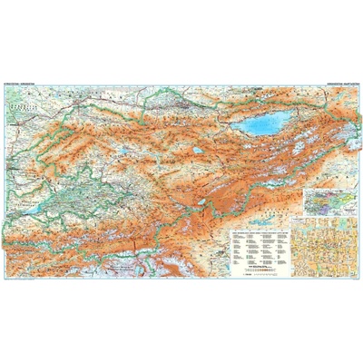 Gizi Map Kyrgyzstán - nástěnná mapa 125 x 70 cm Varianta: bez rámu v tubusu, Provedení: laminovaná mapa v lištách