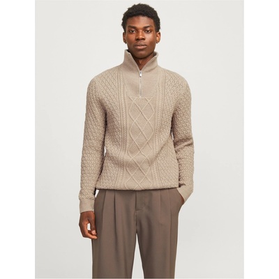 JACK & JONES Men's North Knitted 1/4 Zip Fleece Fabric - Pure Cashmere