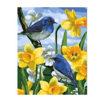 Smart Flamingo Creative set Flamingo Line Painting by numbers 40x50cm Birds on daffodils (FSY689)