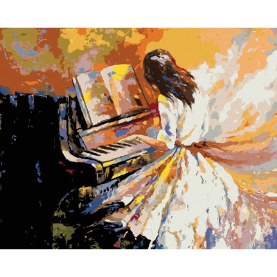 Zuty Malování Podle Čísel Dívka Hrající Na Klavír 80 x 100 cm Plátno Rám