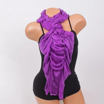 Image 1 of Красив дамски шал в лилаво с набран ефект