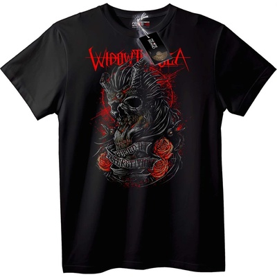 NOONEBRAND Тениска Widowmaker череп с червени рози - 2XL, Black