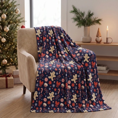 Essex Deka z mikrovlákna Festive Vibes modrá 130x170