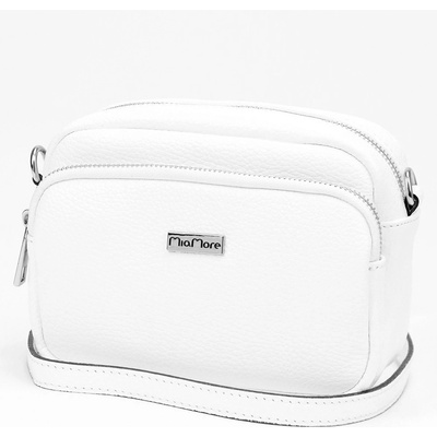 Dvouoddílová malá kožená crossbody kabelka Mia More no. 062 bílá