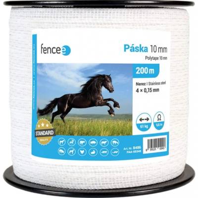 VNT electronics s.r.o. Páska pro elektrický ohradník, šířka 10 mm, bílá, délka 200 m