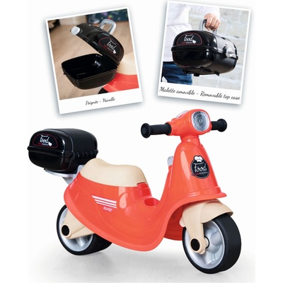 Donáška Jedla Scooter Ride-On Food Express Smoby s uzamykatelným kufrem a tichá gumová kola