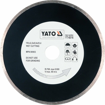 Yato Kotouč diamantový 180 x 25,4 x 2,2 mm hladký