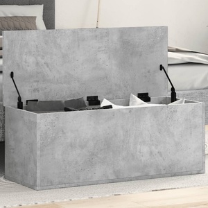 vidaXL Кутия за съхранение, бетонно сиво, 90x35x35 см, инженерно дърво (840684)