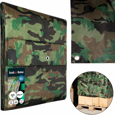 Strend Pro plachta Tarpaulin Khaki 5x6m, 80 g/m, zakrývacia, oliva/kamufláž