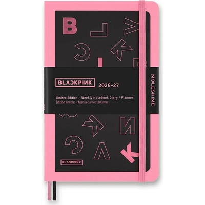 Moleskine A5 týdenní 2026-27 černorůžový