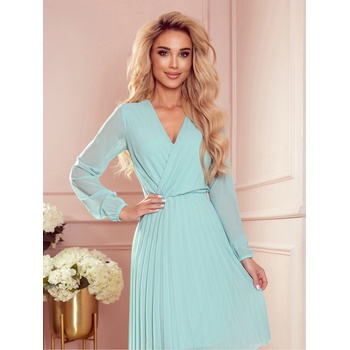 Numoco Рокля с дълъг ръкав и плисирано деколте - мента Numoco ISABELLE numoco | Zelen | ЖЕНИ | XS