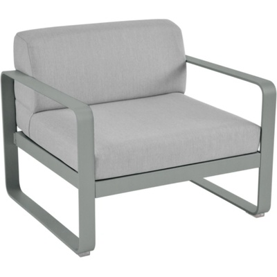 Fermob Bellevie s popelavě šedou podnoží Šedé čalouněné zahradní křeslo