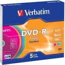 Média pro vypalování Verbatim DVD-R 4,7GB 16x, Advanced AZO+, slimbox, 5ks (43557)