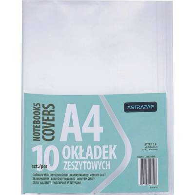 ASTRA Корица за тетрадка astra pap a/4 с вмъкване, прозрачна pvc, 10 бр. /опаковка 124024008 (124024008)