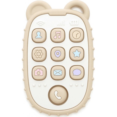 Malý Ježko silikon hryzadlo Pop It 2v1 Smartfón Pastel Beige