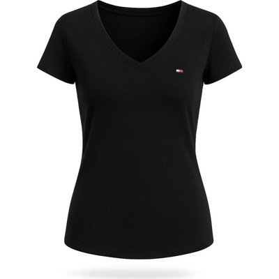 Tommy Hilfiger dámské tričko V neck s krátkým rukávem černé