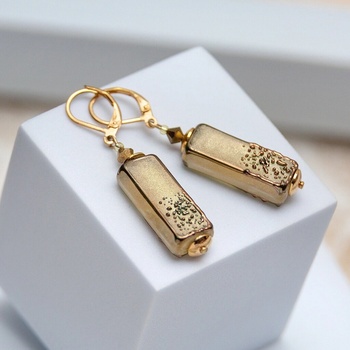 Lampglas náušnice s originálnymi perlami Golden Amulet Lampglas ECV2