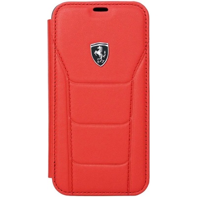 Ferrari Heritage 488 Genuine Leather Booktype Case - кожен калъф (естествена кожа), тип портфейл за iPhone XS, iPhone X (червен)