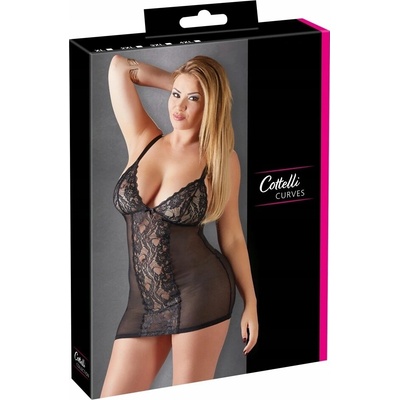 Cottelli CURVES košieľka s čipkou čierna 3XL